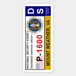 Mount Weather Vehicle Access Pass - Designated Survivor Sticker